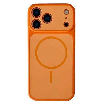 Coque pour iPhone 17 Pro compatible MagSafe, double couleur, texture tactile douce, housse de protection anti-chocs en TPU et PC - Orange