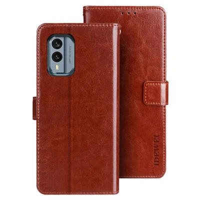 IDEWEI For Nokia X30 5G Crazy Horse Texture PU Leather + TPU Phone Case Stand Drop-proof Flip Wallet Cover - Brown