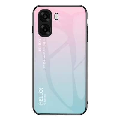 Telefonskal för Oppo A6x 5G / A6x 4G, repbeständig, med härdat glas + PC + TPU, färgtonad rosa och blå