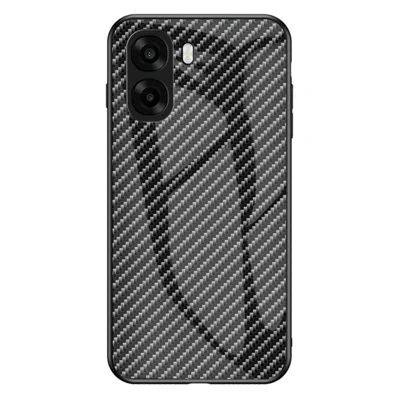 Phone Case For Oppo A6x 5G  /  A6x 4G Tempered Glass Shockproof Phone Cover - Black Fiber