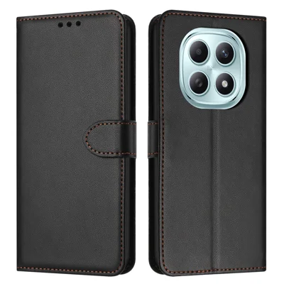 Hoese voor Xiaomi Redmi Note 15 4G (Global) met Stand, Portefeuille, Leren Telefoonhoesje met Strap - Zwart