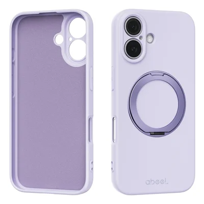 ABEEL Für iPhone 16 Magnetische Hülle Mit Ständer Hautfreundliche Flüssigsilikon-Handyhülle - Lila