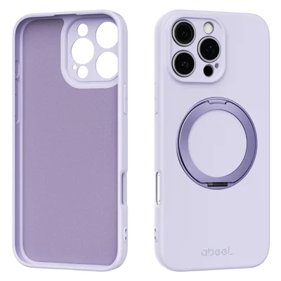 ABEEL Für iPhone 16 Pro Magnetische Hülle Mit Ständer Hautfreundliche Flüssigsilikon-Handyhülle - Lila