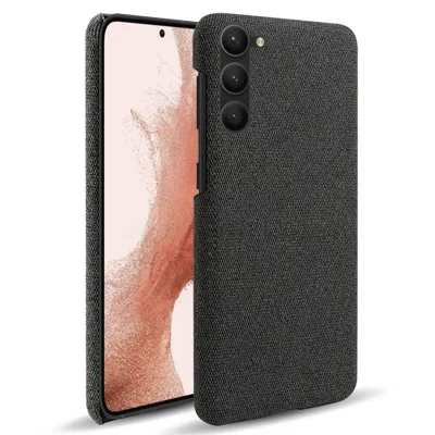 Coque de téléphone unie en PC rigide + tissu pour Samsung Galaxy S23+ - Protection antirayures - Noir