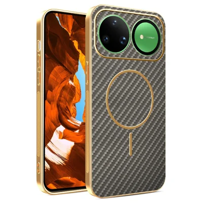 For Huawei nova 15 Ultra 5G Case Carbon Fiber Textured Electroplated TPU Phone Back Cover - Coffee