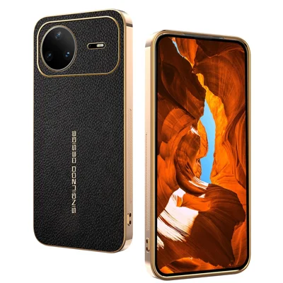 Coque pour Huawei nova 15 Pro 5G, Anti-rayures, Texture cuir effet croûte, Arrière en TPU et PU, Noir