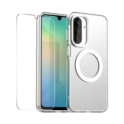 ENKAY HAT PRINCE For Samsung Galaxy A17 4G / Galaxy A26 5G / Galaxy A17 5G Magnetic Case with 9H Tempered Glass   PC TPU Phone Cover - White