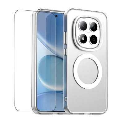 Étui magnétique pour Xiaomi Redmi Note 15 Pro 5G (Global) avec verre trempé 9H ENKAY HAT PRINCE coque en PC TPU - Blanc