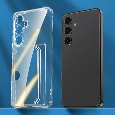 Bulk Purchasing For Samsung Galaxy S25  /  S24 Case Precise Cutouts Card Holder Shockproof Clear TPU Phone Back Cover - Transparent