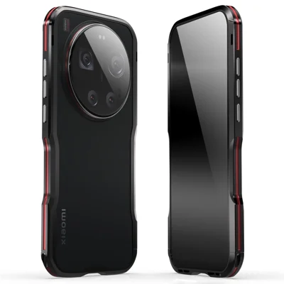 LUPHIE For Xiaomi 17 Ultra 5G Case Metal Bumper Frame Shockproof Phone Cover - Black  /  Red