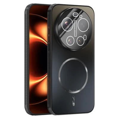 ABEEL For Xiaomi 17 Ultra 5G Magnetic Case TPU PC Cooling Matte Phone Back Cover with Lens Film - Black