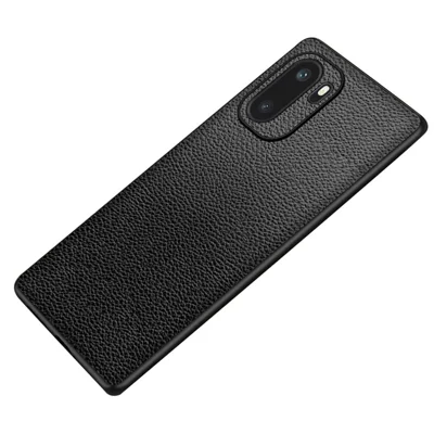 Voor OnePlus Ace 6 5G Hoesje Litchi Structuur PU Leer Gecoate PC + TPU Beschermlaag voor de Achterkant - Zwart