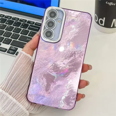 For Samsung Galaxy S26+ Case IMD Design Shockproof Hybrid Phone Cover with Glass Lens Film - Foil Pattern  /  Purple