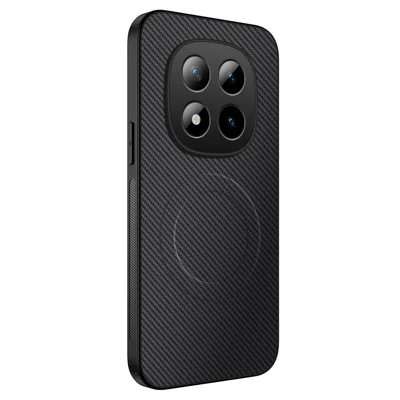 Für Xiaomi Redmi Note 15 Pro 4G (Global) Magnetische Hülle WANLONFENG TQ Serie Kohlefaser-Optik PC TPU Handyhülle - Schwarz