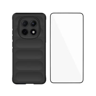 لـ Xiaomi Redmi Note 15 5G (عالمي) غطاء واقي من مادة TPU من WANLONFENG سلسلة HD مقاوم للانزلاق مع زجاج مقوى - أسود
