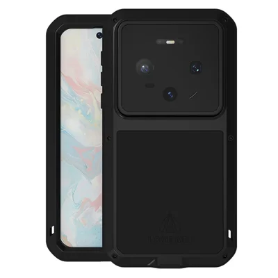 LOVE MEI For Huawei Mate 80 / 80 Pro Case Metal + Silicone Full Body Phone Cover with Tempered Glass Film - Black