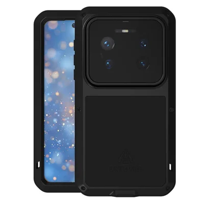 Чехол LOVE MEI для Huawei Mate 80 Pro Max, металлический + силиконовый, полноразмерный, с защитной пленкой из закаленного стекла — черный