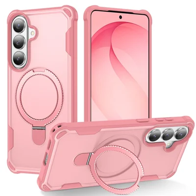 Cover magnetico con supporto ad anello per Samsung Galaxy S26+, custodia posteriore antiurto in TPU + PC - Rosa