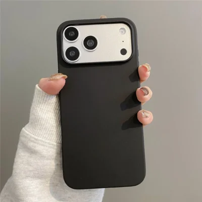 For iPhone 17 Pro Max TPU Phone Case Matte Anti-Fingerprint Protective Cover - Black