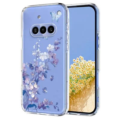 For Nothing Phone (3a) Case Butterfly Floral Pattern Printing TPU Phone Back Cover - Violets