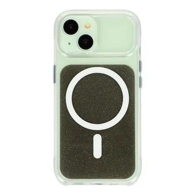 Coque pour iPhone 15 Compatible avec MagSafe Transparente à Paillettes Antichoc en TPU et Acrylique - Noir