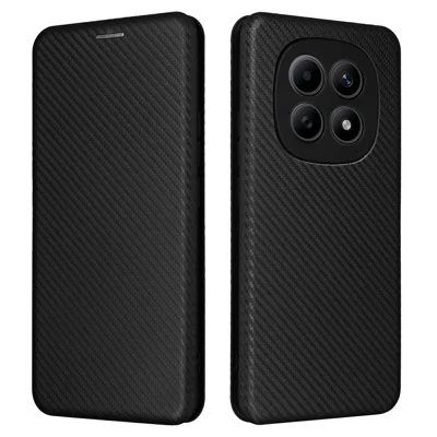 Telefoonhoesje voor Xiaomi Poco M8 5G / Redmi Note 15 5G (Global) / 15 4G (Global) Koolstofvezelstructuur Schokbestendig PU-leer Telefoonhoesje - Zwart