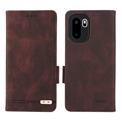 Phone Case For OnePlus 15R 5G  /  Ace 6 5G  /  Ace 6T 5G Leather Wallet Flip Phone Cover with Hardware Decor - Coffee