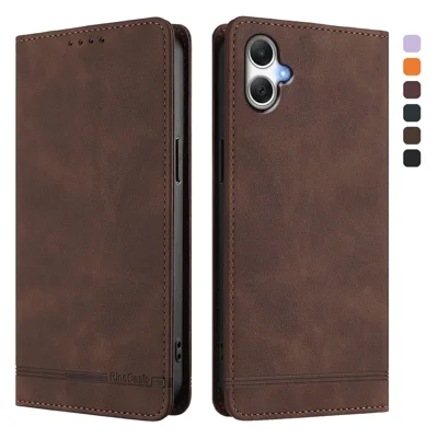 For Samsung Galaxy A06 5G / Galaxy A06 4G Case RINACASIS RC23 RFID Blocking Wallet Stand PU Leather Phone Cover - Brown
