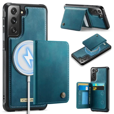 Für Samsung Galaxy S22 5G Magnetfall CASEME ME80 Serie Leder PC TPU Handyhülle mit abnehmbarem Portemonnaie – Grün