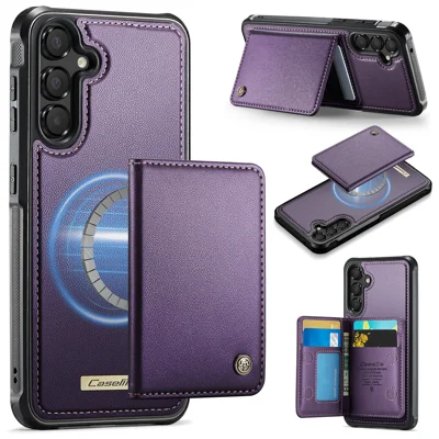 CASEME For Samsung Galaxy A35 5G / Galaxy A55 5G Magnetic Case  ME80 Series Leather PC TPU Phone Cover with Detachable Wallet - Purple