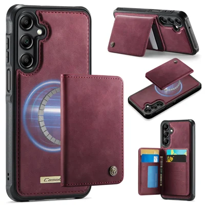 Für Samsung Galaxy A14 4G / Galaxy M44 5G / Galaxy A14 5G Magnetische Hülle CASEME ME80 Serie Leder PC TPU Handy Schutzhülle mit Abnehmbarem Portemonnaie - Rot