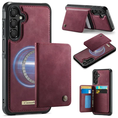 CASEME For Samsung Galaxy A15 5G / Galaxy A15 4G Magnetic Case  ME80 Series Leather PC TPU Phone Cover with Detachable Wallet - Red
