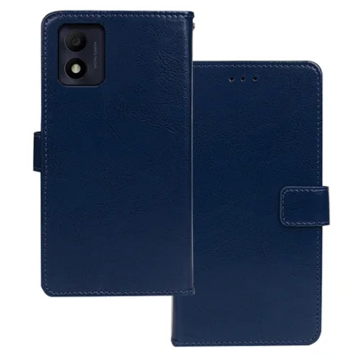 Idewei Für Alcatel 1B (2022) Crazy Horse Texture Phone Hülle Anti-fall-brieftasche PU Leder-smartphone-abdeckung - Blau