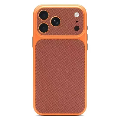 For iPhone 17 Pro Magnetic Case Fabric Texture PC Anti-Scratch Phone Cover Compatible with MagSafe - Ochre Brown