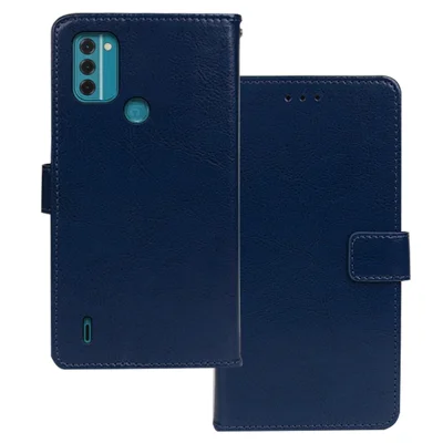 IDEWEI For Nokia C31 4G Crazy Horse Texture Wallet Stand Phone Case PU Leather Magnetic Clasp Cover - Blue