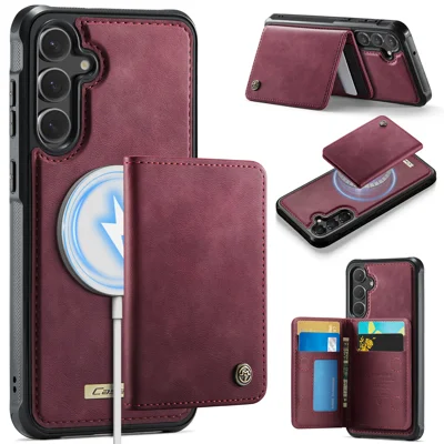CASEME For Samsung Galaxy S23 FE Magnetic Case  ME80 Series Leather PC TPU Phone Cover with Detachable Wallet - Red