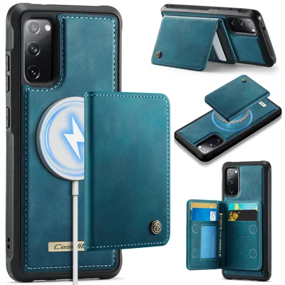 CASEME For Samsung Galaxy S20 FE 5G Magnetic Case  ME80 Series Leather PC TPU Phone Cover with Detachable Wallet - Green