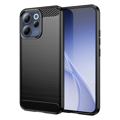 TPU Case For Oppo Reno15 F 5G  /  Reno15 FS 5G Protective Phone Cover Carbon Fiber Texture Brushed - Black