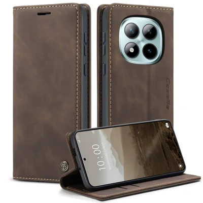 CASEME For Xiaomi Poco M8 Pro 5G / Xiaomi Redmi Note 15 Pro+ 5G (Global) Wallet Case  013 Series PU Leather Phone Cover Stand - Coffee