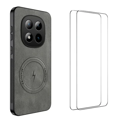 Étui magnétique pour Xiaomi Redmi Note 15 Pro 4G (Global) WANLONFENG Série SD, coque en PC et TPU avec 2 films protecteurs d'écran - Gris
