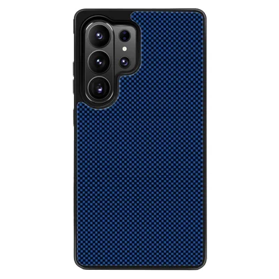 EYCASE Aramid Fiber Series For Samsung Galaxy S26 Ultra Magnetic Case UV Printed Black Edge TPU Acrylic Phone Cover - Dark Blue