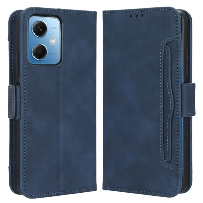 Capa de Telemóvel com Vários Bolsos para Cartões para Xiaomi Redmi Note 12 5G (Global) / (Índia) / (China) / Poco X5 5G , Capa com Suporte e Fecho Magnético Duplo em Pele PU e Estilo Carteira - Azul