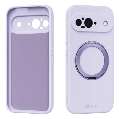 ABEEL For Google Pixel 9 Magnetic Case Kickstand Skin Touch Liquid Silicone Phone Cover - Purple