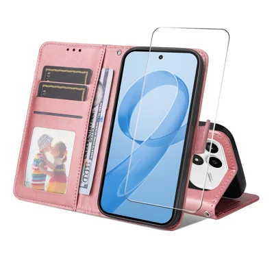 Capa Carteira para Xiaomi Redmi K90 5G / Xiaomi Poco F8 Pro ENKAY HAT PRINCE em Pele com Suporte e Proteção de Ecrã de 0,18 mm, Desbloqueio por Impressão Digital Ultrassónico - Rosa