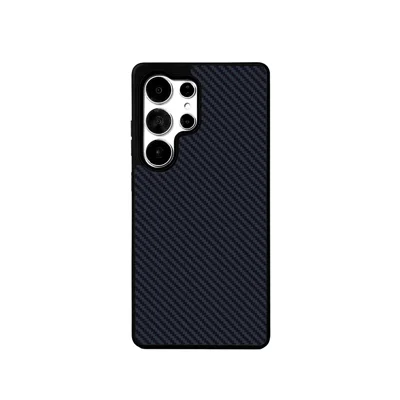 EYCASE For Samsung Galaxy S25 Ultra Magnetic Case Aramid Fiber Series UV Printed Black Edge TPU Acrylic Phone Cover - Black Grey
