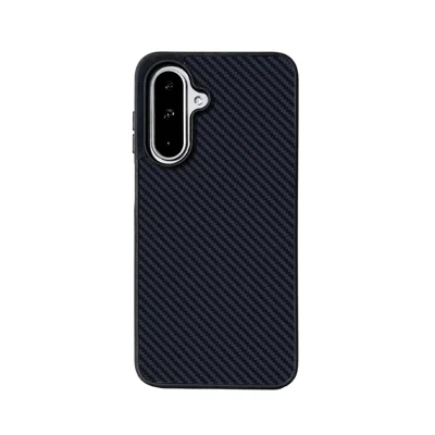 EYCASE For Samsung Galaxy S25 FE Magnetic Case Aramid Fiber Series UV Printed Black Edge TPU Acrylic Phone Cover - Black Grey