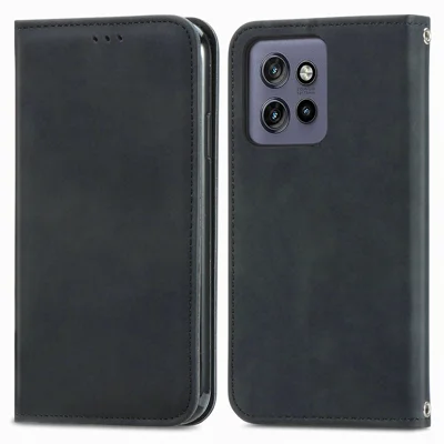 For Motorola Edge 60 Neo 5G / Edge 50 Neo 5G / Moto S50 5G / ThinkPhone 25 5G Leather Case with Card Holder Magnetic Absorption Phone Cover - Black