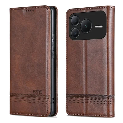 AZNS For Honor Power2 5G Case Cowhide Texture PU Leather Wallet Phone Cover - Coffee