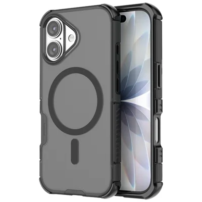 For iPhone 17 Magnetic Case Matte Skin Touch TPU PC Anti Drop Phone Cover Compatible with MagSafe - Black