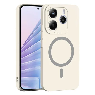 Bulk Purchasing For Xiaomi Redmi Note 14 5G Magnetic Case Solid Color Precise Cutouts Soft TPU Phone Cover - White